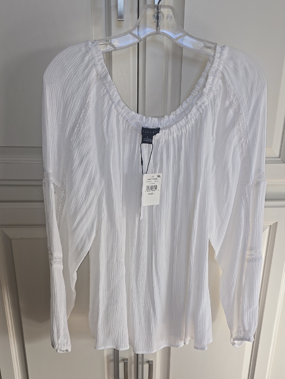 Sanctuary (NWT)  White Gauzy Peasant Blouse